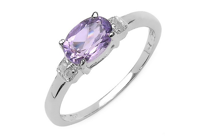 Inel argint 925 cu ametist si diamante albe 