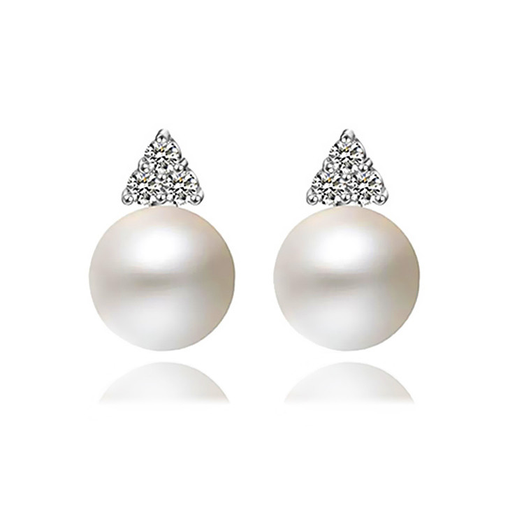 Cercei Din Perle Naturale Albe Zirconia Si Argint Magazin