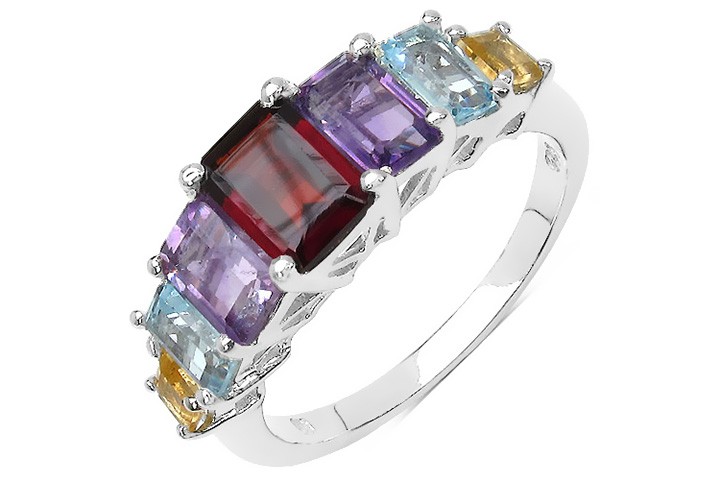 Inel Argint 925 Cu Pietre Semipretioase Multicolor Granat Ametist Topaz Citrin Magazin Online De Bijuterii