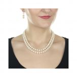 Set perle naturale albe 8 - 9 mm AA si argint