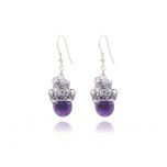 Cercei ametist lacrima si Swarovski Light Amethyst