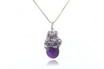 Colier ametist lacrima, cristale Swarovski Light Amethyst si argint