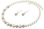 Set perle de Mallorca albe si rhinestone Clear