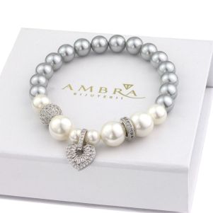 Bratara "Silver Heart" din perle Mallorca