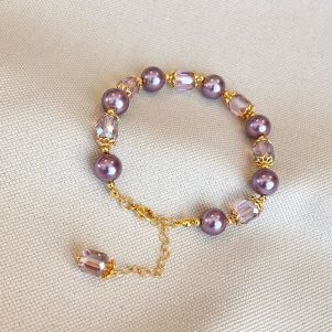 Bratara "Bold Purple" din perle si cristale