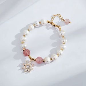 Bratara "Cherry Flake" din perle naturale