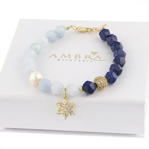 Bratara "Blue Crisp" din acvamarin si lapis lazuli 