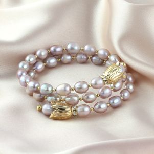 Bratara "Mauve Spell" din perle naturale
