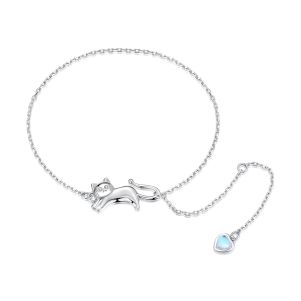 Bratara "Sleepy cat" din argint