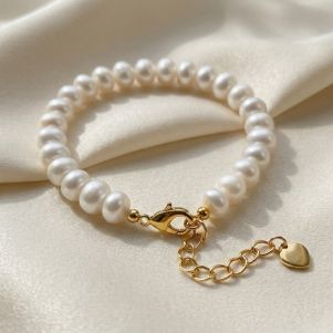 Bratara "White Fizz" din perle naturale