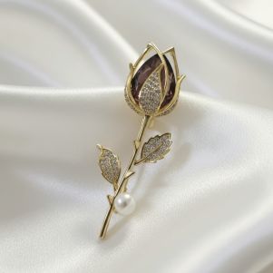 Brosa "Violetta Gold" placata cu aur