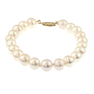 Bratara perle naturale albe 7 - 9 mm AA si inchizatoare aur 14k