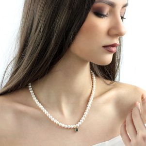 Colier "Michelle" din perle naturale si cristal