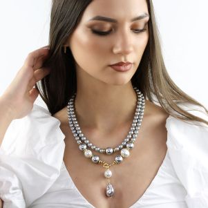 Set doua coliere "Broadway" din perle de Mallorca
