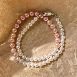 Colier "Peachy Pearl" din perle
