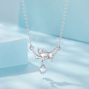 Colier "Stretchy Cat" din argint 