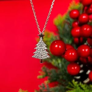 Colier "Icy Tree" din alama placata cu rodiu