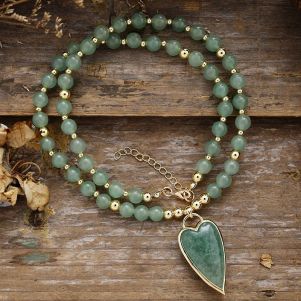 Colier "Gatria" din cuart verde