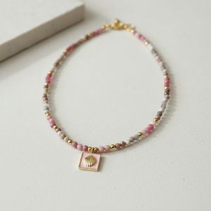 Colier "Tropical Sunset" din rodonit si jasp