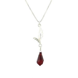Colier aripa din argint si lacrima Swarovski