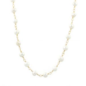 Colier delicat din lant placat cu aur 18k si perle naturale albe