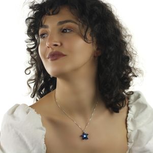 Colier steluta Swarovski Bermuda Blue si argint
