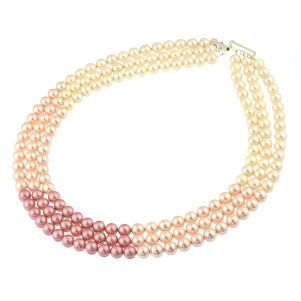 Colier multisir perle de Mallorca in trei culori si argint