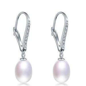 Cercei "Skye" din argint, perle si cristale