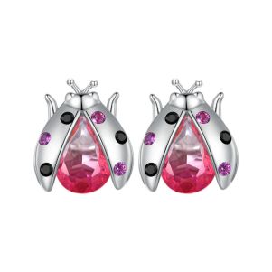 Cercei "Crystal Ladybug" din argint si cristale