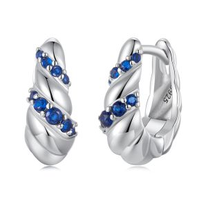 Cercei "Blue Twist" din argint si cristale