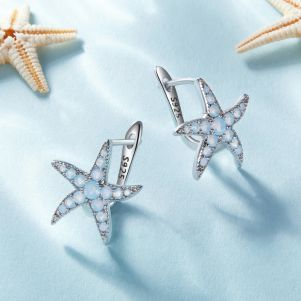 Cercei "Blue Sea Star" din argint si cristale