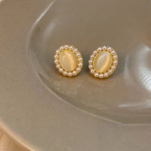 Cercei "Abuela" din opal si perle