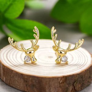 Cercei "Golden Deer" placati cu aur