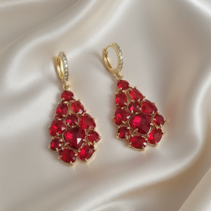 Cercei "Eternal Love" placati cu aur si cristale