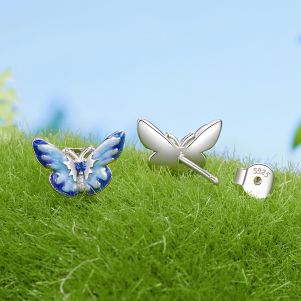 Cercei "Aqua Blue Butterfly" din argint