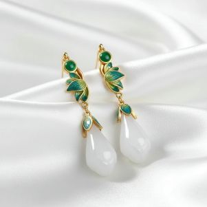 Cercei "Floral Dream" din jad