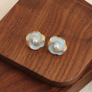 Cercei "Baby Blue" placati cu aur