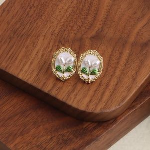 Cercei "Art of Bloom" placati cu aur