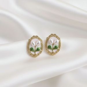 Cercei "Art of Bloom" placati cu aur