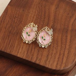 Cercei "Gallery Flower" placati cu aur