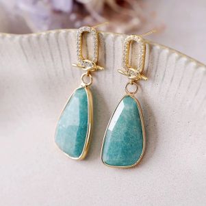 Cercei "Overhand Knot" din amazonit