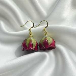 Cercei "Rosy Garden" placati cu aur