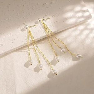 Cercei "Velmora" placati cu aur