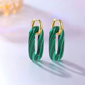 Cercei "Vallora" din malachit