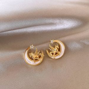 Cercei "Pegasus" placati cu aur