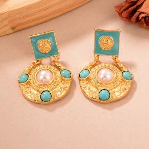 Cercei "Sekhmet" placati cu aur