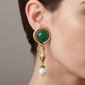 Cercei "Jade Serpent" placati cu aur