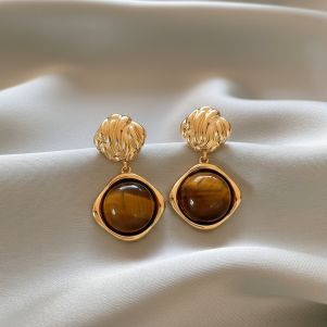 Cercei "Boho Earth" din ochi de tigru