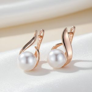 Cercei "Femme Gold" placati cu aur roz