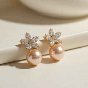 Cercei "Flora Belle" din cristale si perle